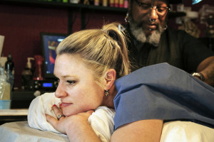 Austin resident Lauren McIntyre is having an old tattoo covered up by Zulu at Zulu Tattoo. The difference between working with previous artists and working with Zulu has been night-and-day, she says.